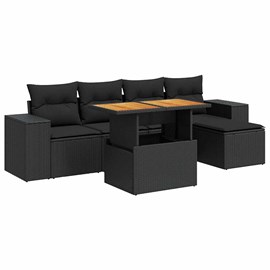 Maison exclusive - salon de jardin 6 pcs avec coussins noir résine tressée