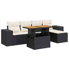 Maison exclusive - salon de jardin 6 pcs avec coussins noir résine tressée