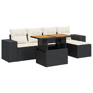 Maison exclusive - salon de jardin 6 pcs avec coussins noir résine tressée