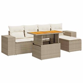 Maison exclusive - salon de jardin avec coussins 6 pcs beige résine tressée