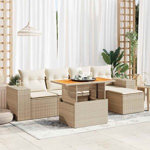 Maison exclusive - salon de jardin avec coussins 6 pcs beige résine tressée