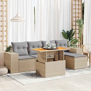 Maison exclusive - salon de jardin avec coussins 6 pcs beige résine tressée