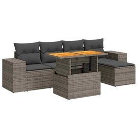 Maison exclusive - salon de jardin 6 pcs avec coussins gris résine tressée
