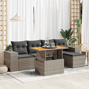 Maison exclusive - salon de jardin 6 pcs avec coussins gris résine tressée