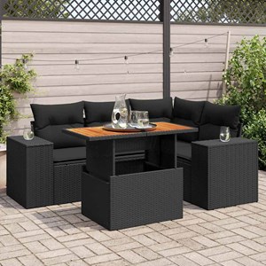 Maison exclusive - salon de jardin 5 pcs avec coussins noir résine tressée