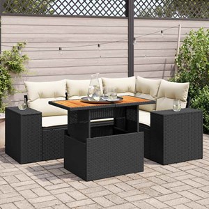 Maison exclusive - salon de jardin 5 pcs avec coussins noir résine tressée