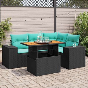 Maison exclusive - salon de jardin 5 pcs avec coussins noir résine tressée