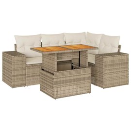Maison exclusive - salon de jardin avec coussins 5 pcs beige résine tressée