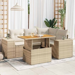 Maison exclusive - salon de jardin avec coussins 5 pcs beige résine tressée