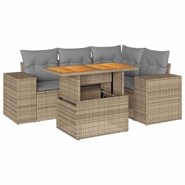 Maison exclusive - salon de jardin avec coussins 5 pcs beige résine tressée