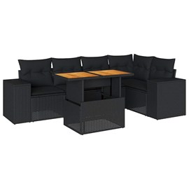 Maison exclusive - salon de jardin 6 pcs avec coussins noir résine tressée