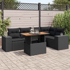 Maison exclusive - salon de jardin 6 pcs avec coussins noir résine tressée