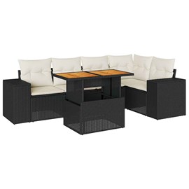 Maison exclusive - salon de jardin 6 pcs avec coussins noir résine tressée