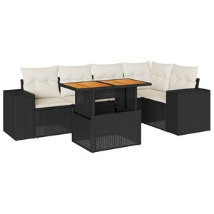 Maison exclusive - salon de jardin 6 pcs avec coussins noir résine tressée