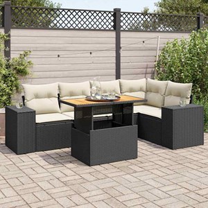 Maison exclusive - salon de jardin 6 pcs avec coussins noir résine tressée