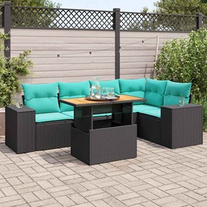 Maison exclusive - salon de jardin 6 pcs avec coussins noir résine tressée