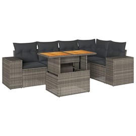 Maison exclusive - salon de jardin 6 pcs avec coussins gris résine tressée