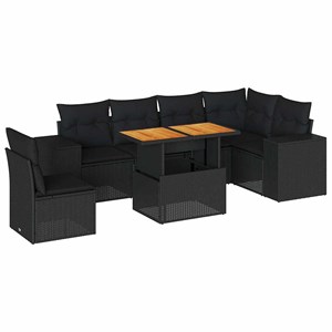 Maison exclusive - salon de jardin 7 pcs avec coussins noir résine tressée