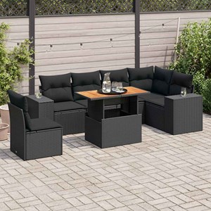 Maison exclusive - salon de jardin 7 pcs avec coussins noir résine tressée