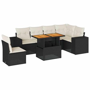 Maison exclusive - salon de jardin 7 pcs avec coussins noir résine tressée