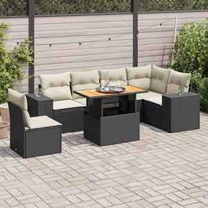 Maison exclusive - salon de jardin 7 pcs avec coussins noir résine tressée