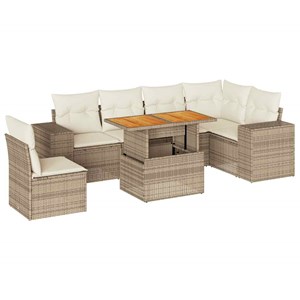 Maison exclusive - salon de jardin avec coussins 7 pcs beige résine tressée