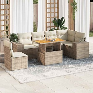 Maison exclusive - salon de jardin avec coussins 7 pcs beige résine tressée
