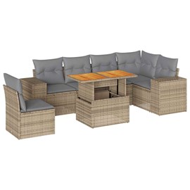 Maison exclusive - salon de jardin avec coussins 7 pcs beige résine tressée