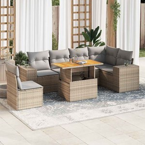Maison exclusive - salon de jardin avec coussins 7 pcs beige résine tressée
