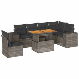 Maison exclusive - salon de jardin avec coussins 7 pcs gris résine tressée