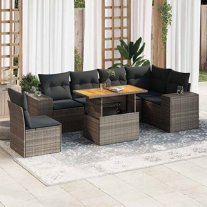 Maison exclusive - salon de jardin avec coussins 7 pcs gris résine tressée