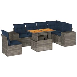 Maison exclusive - salon de jardin avec coussins 7 pcs gris résine tressée