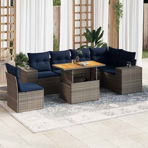 Maison exclusive - salon de jardin avec coussins 7 pcs gris résine tressée