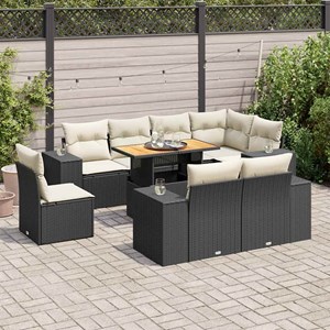 Maison exclusive - salon de jardin 9 pcs avec coussins noir résine tressée