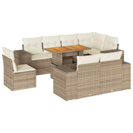 Maison exclusive - salon de jardin avec coussins 9 pcs beige résine tressée