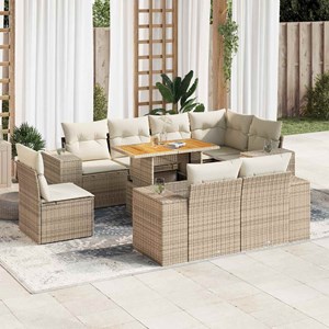 Maison exclusive - salon de jardin avec coussins 9 pcs beige résine tressée