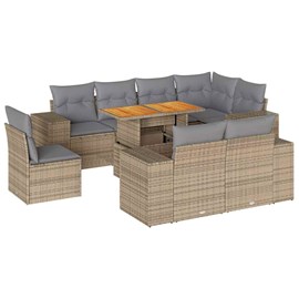Maison exclusive - salon de jardin avec coussins 9 pcs beige résine tressée