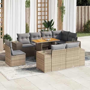 Maison exclusive - salon de jardin avec coussins 9 pcs beige résine tressée