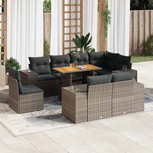 Maison exclusive - salon de jardin 9 pcs avec coussins gris résine tressée