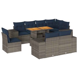 Maison exclusive - salon de jardin 9 pcs avec coussins gris résine tressée