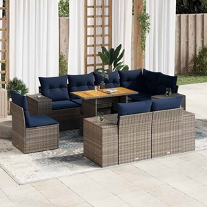 Maison exclusive - salon de jardin 9 pcs avec coussins gris résine tressée