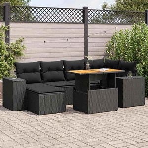 Maison exclusive - salon de jardin 7 pcs avec coussins noir résine tressée