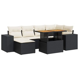 Maison exclusive - salon de jardin 7 pcs avec coussins noir résine tressée