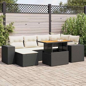 Maison exclusive - salon de jardin 7 pcs avec coussins noir résine tressée