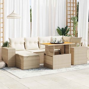 Maison exclusive - salon de jardin avec coussins 7 pcs beige résine tressée