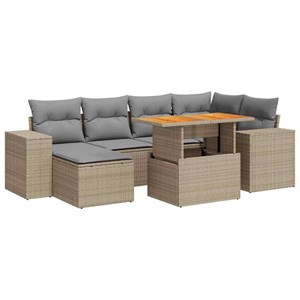 Maison exclusive - salon de jardin avec coussins 7 pcs beige résine tressée