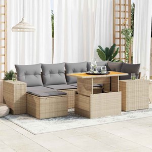 Maison exclusive - salon de jardin avec coussins 7 pcs beige résine tressée