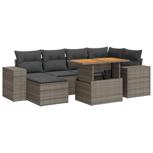 Maison exclusive - salon de jardin avec coussins 7 pcs gris résine tressée