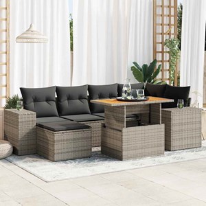 Maison exclusive - salon de jardin avec coussins 7 pcs gris résine tressée