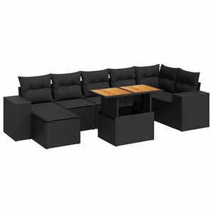 Maison exclusive - salon de jardin 8 pcs avec coussins noir résine tressée